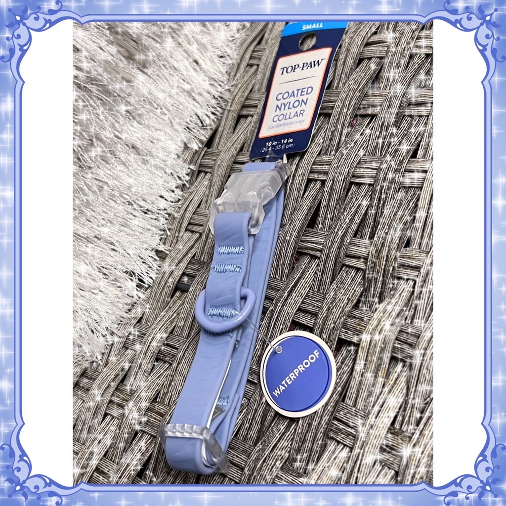 S Petsmart Pastel Blue Zebra Dog Collar Coated Nylon Puppy Cat Waterproof SMALL